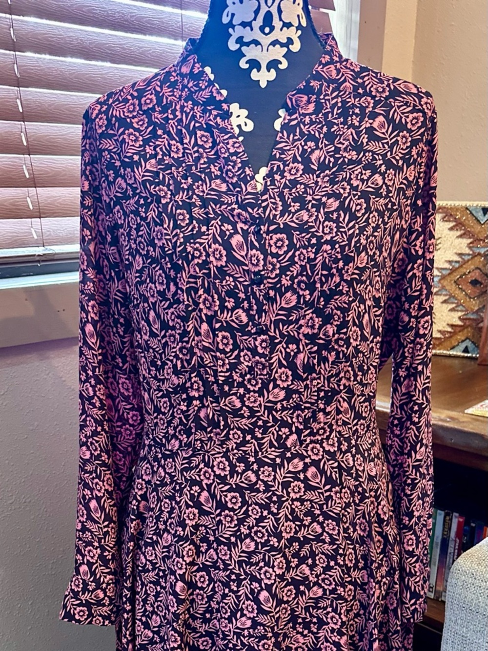 Nanette Lepore Black Dress with Pink Floral Print